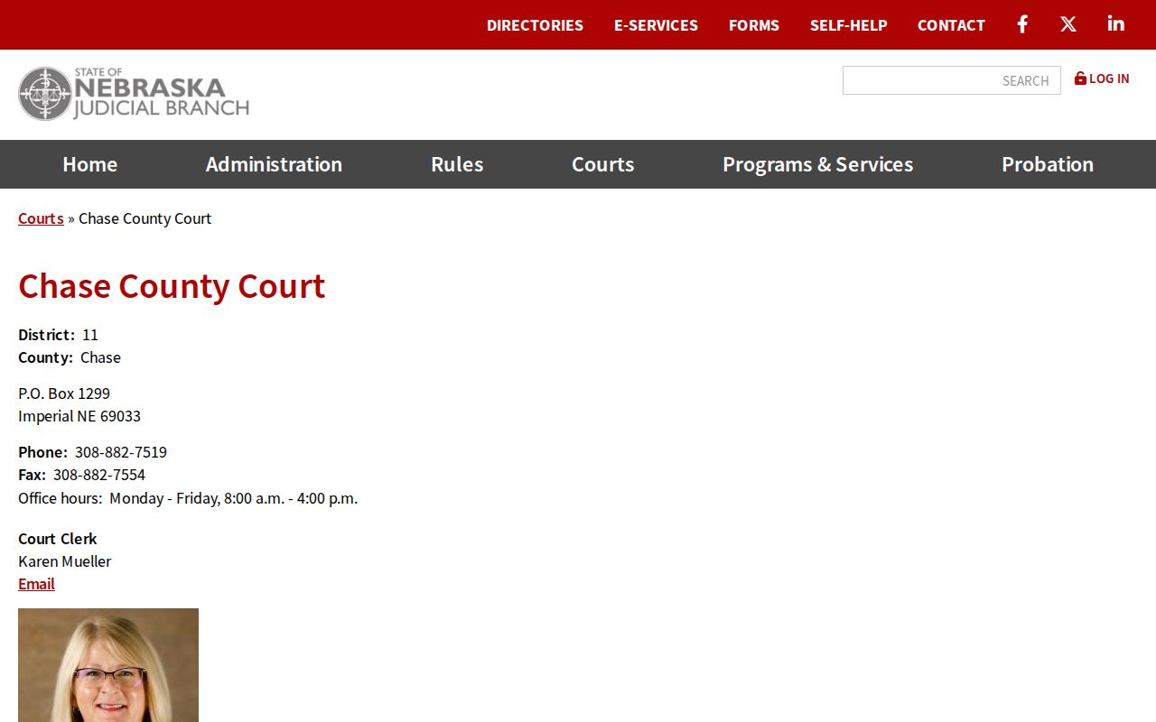 Imperial warrant records and Chase County Court contact