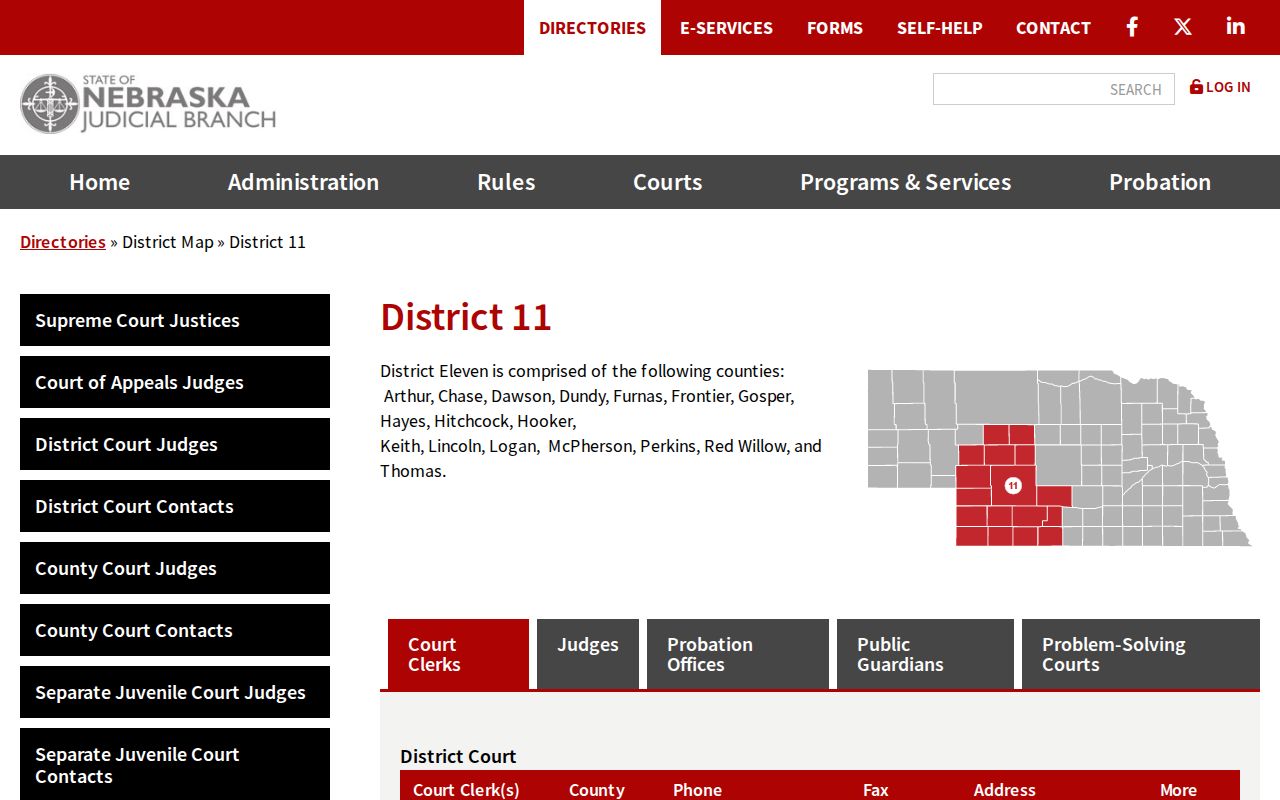 Chase County bench warrant lookup through the District 11 court directory